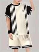 童装_圆领短袖短裤套装_网眼150g